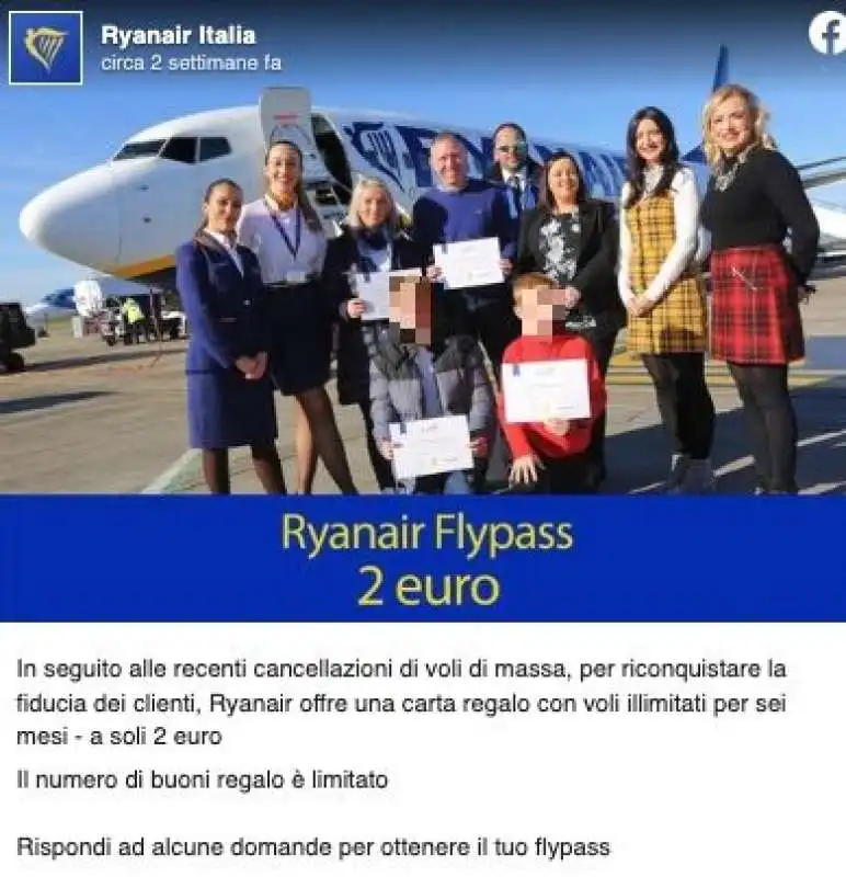 truffa della carta regalo di ryanair 