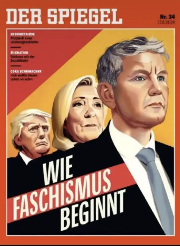 copertina der spiegel – Bjoern Hoecke Marine Le Pen e Donald Trump