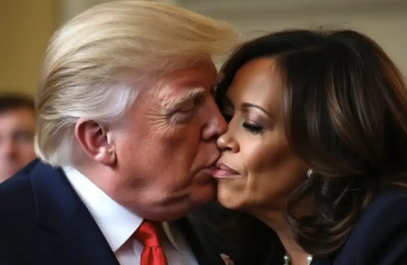 donald trump bacia kamala harris   immagine fake generata dall ia