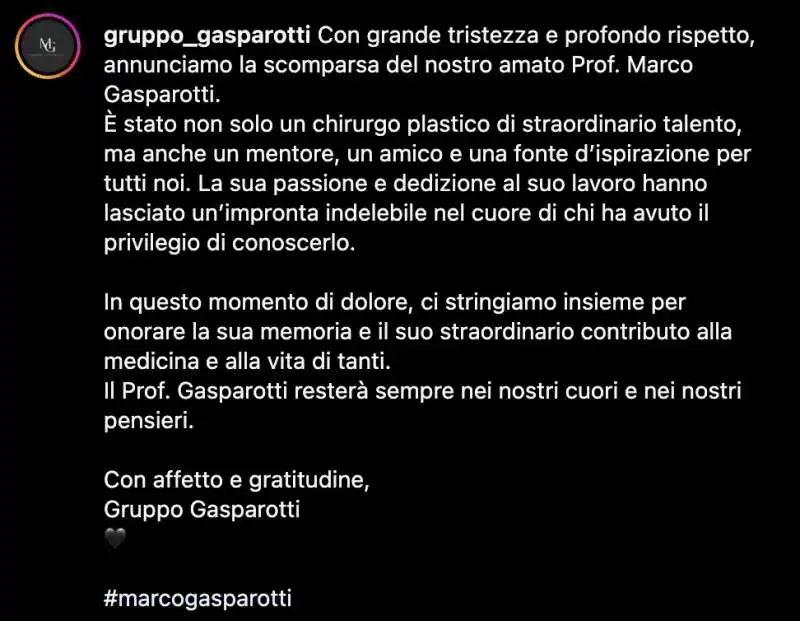 IL POST SULLA MORTE DI MARCO GASPAROTTI 