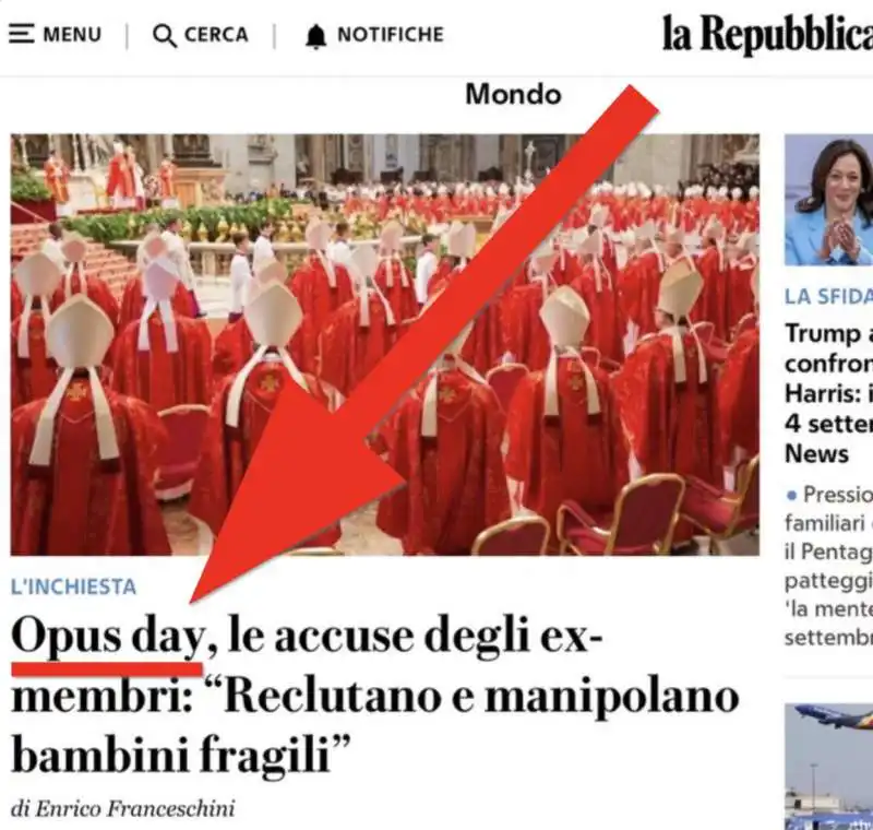 La Repubblica, l'Opus Dei diventa Opus day 