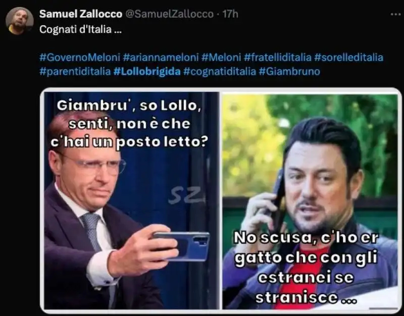 tweet sulla separazione tra arianna meloni e francesco lollobrigida 2