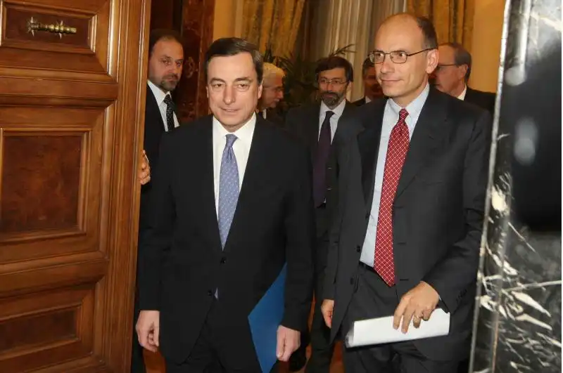 MARIO DRAGHI ED ENRICO LETTA FOTO INFOPHOTO 