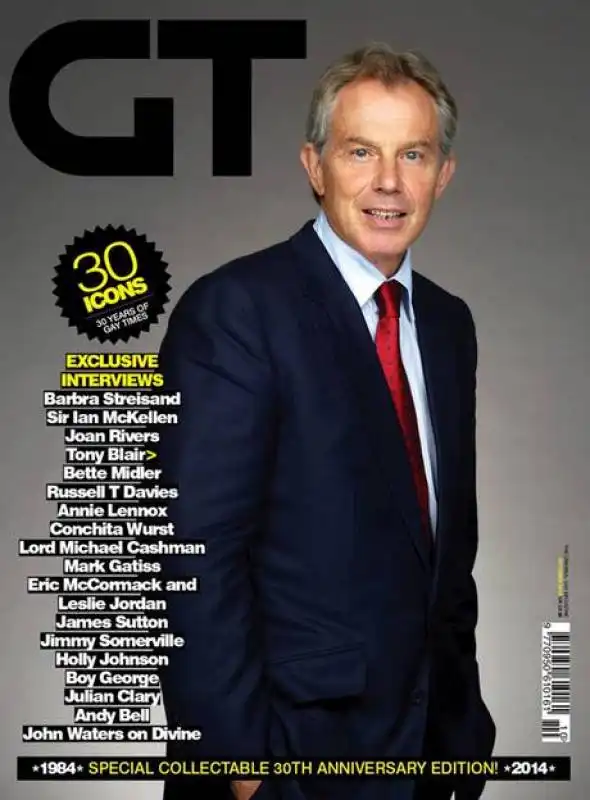 Blair sulla copertina di Gay Times