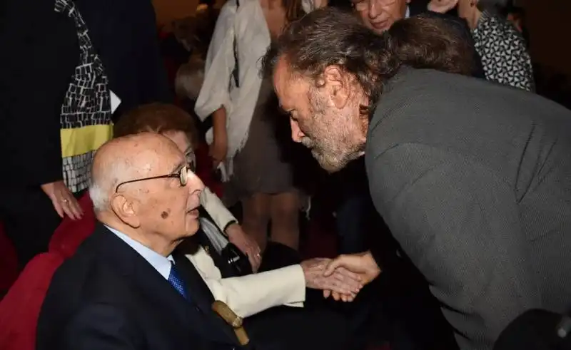 franco nero saluta  il presidente napolitano e la moglie clio