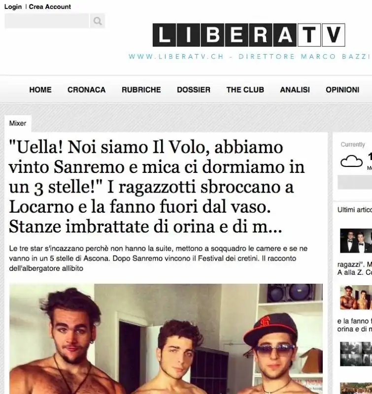 gli articoli delle testate svizzere su il volo  