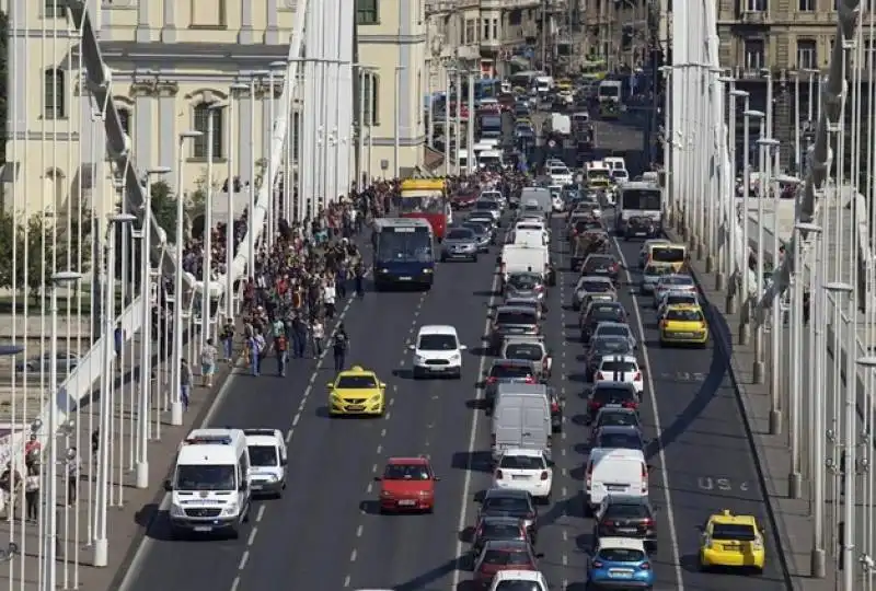 ungheria   200 profughi in cammino da budapest a vienna   11