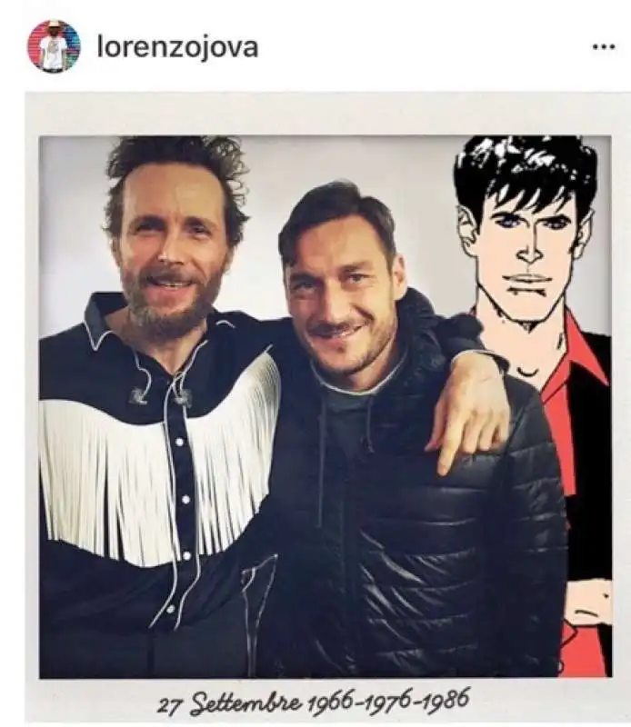 lorenzo jovanotti con totti e dylan dog