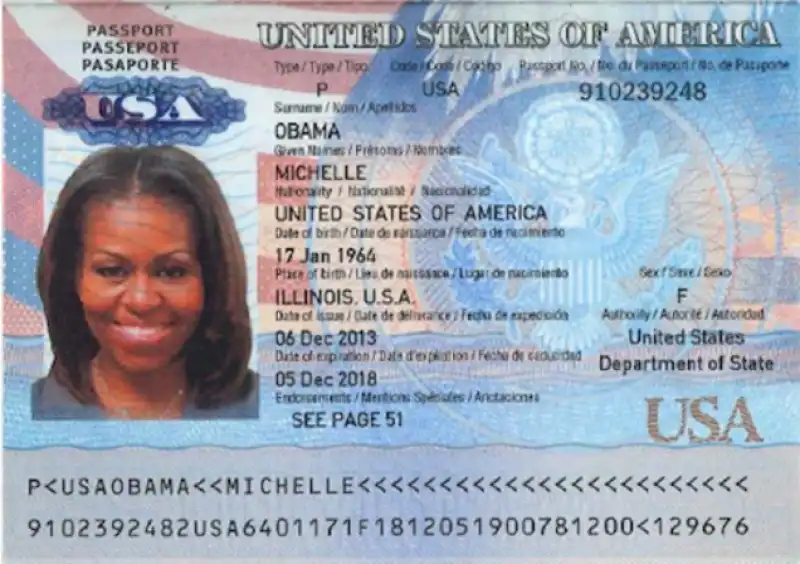 PASSAPORTO MICHELLE OBAMA