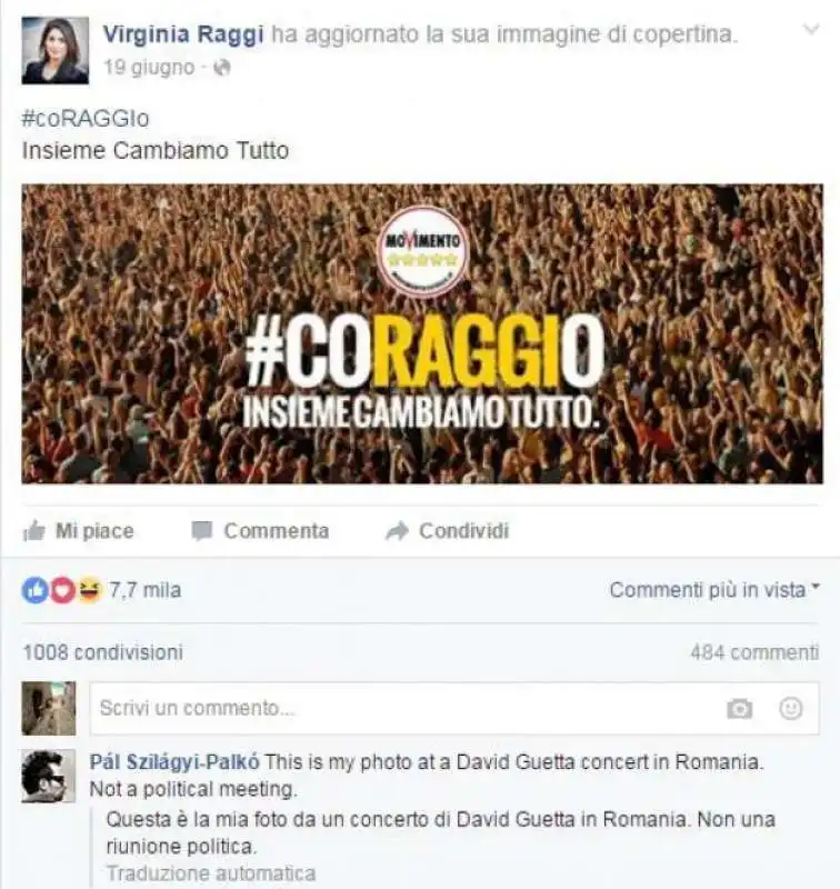 virginia raggi david guetta