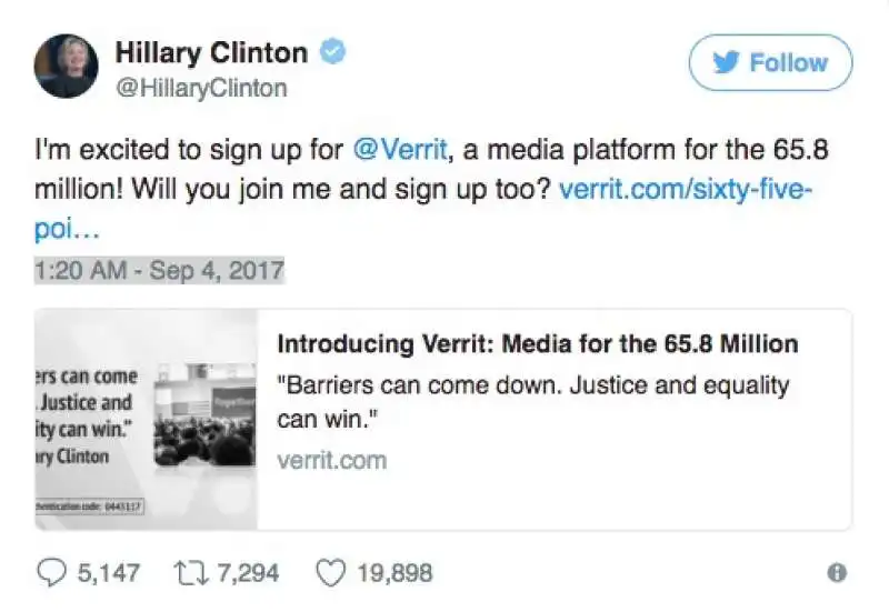 hillary clinton promuove verrit