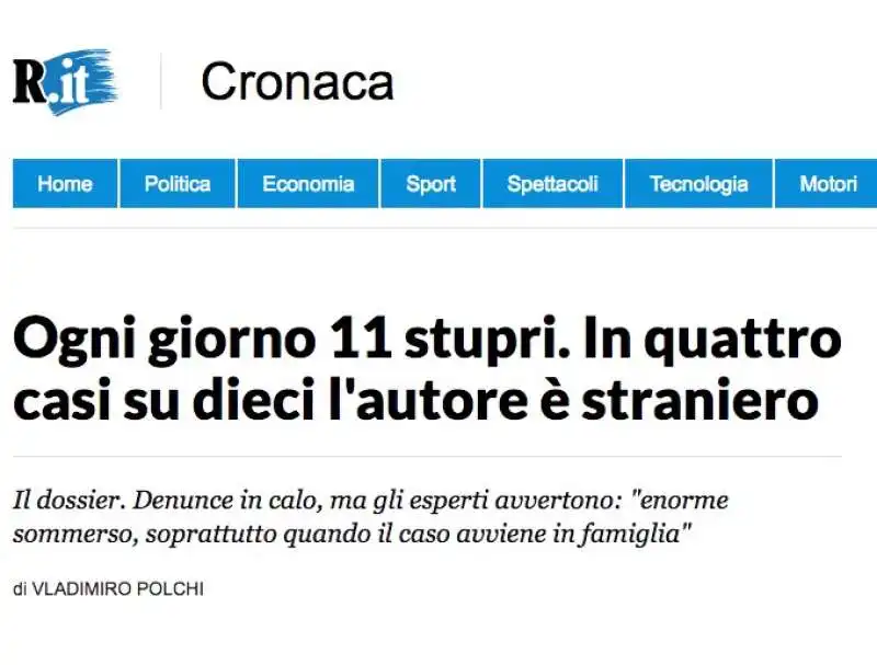 REPUBBLICA SUGLI STUPRATORI STRANIERI