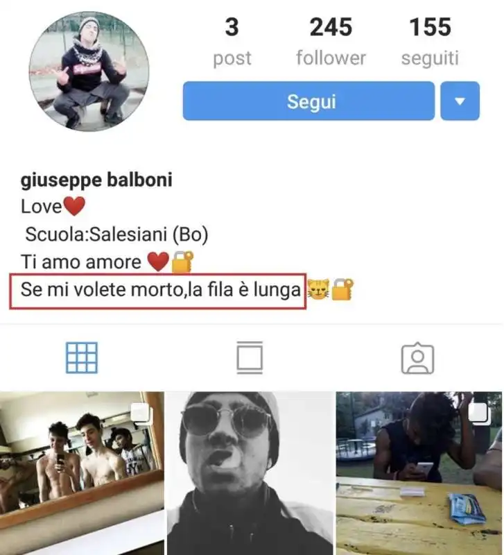 IL PROFILO INSTAGRAM DI GIUSEPPE BALBONI