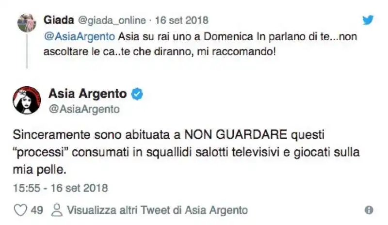 il tweet di asia argento