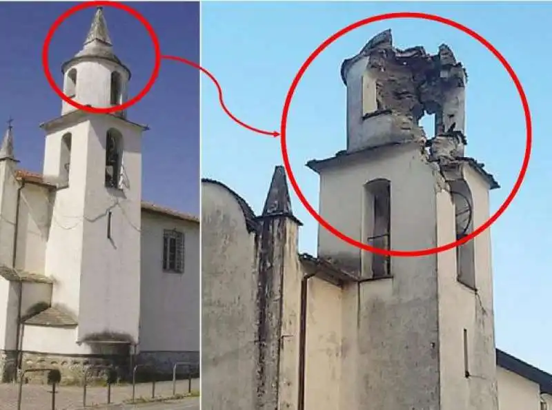 SAN CIPRIANO CAMPANILE DISTRUTTO DA UN FULMINE