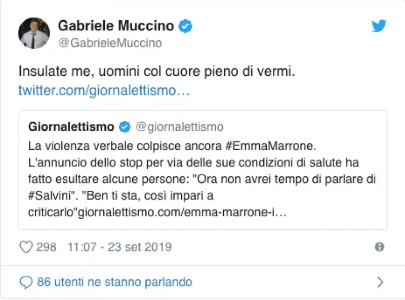 emma marrone gabriele muccino tweet