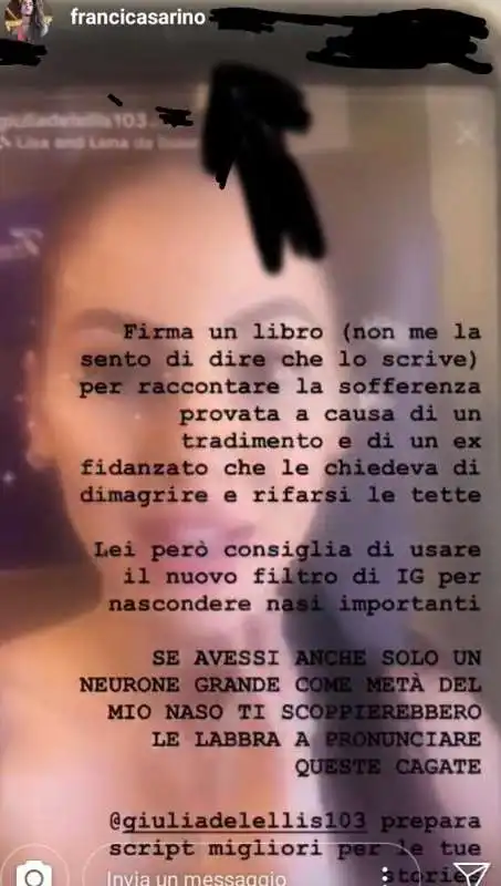 franceca casarino insulta giulia de lellis