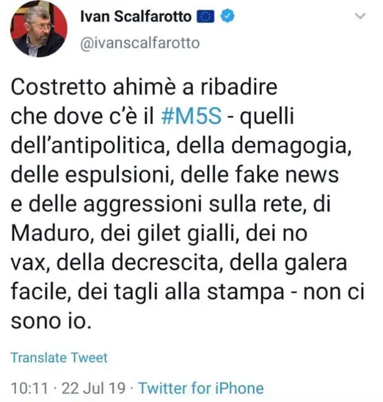 IVAN SCALFAROTTO CONTRO L ACCORDO PD 5 STELLE A LUGLIO