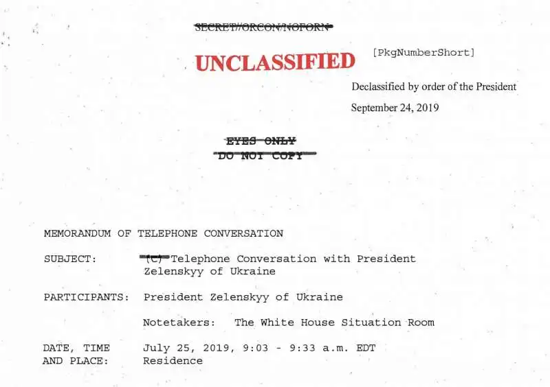 la trascrizione della telefonata tra trump e zelensky su biden