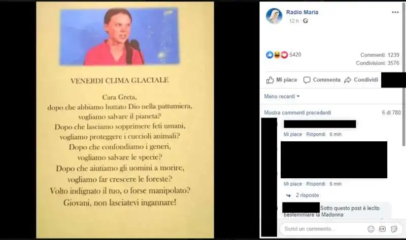 RADIO MARIA CONTRO GRETA THUNBERG