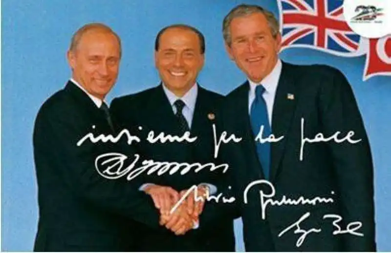 silvio berlusconi con bush e putin