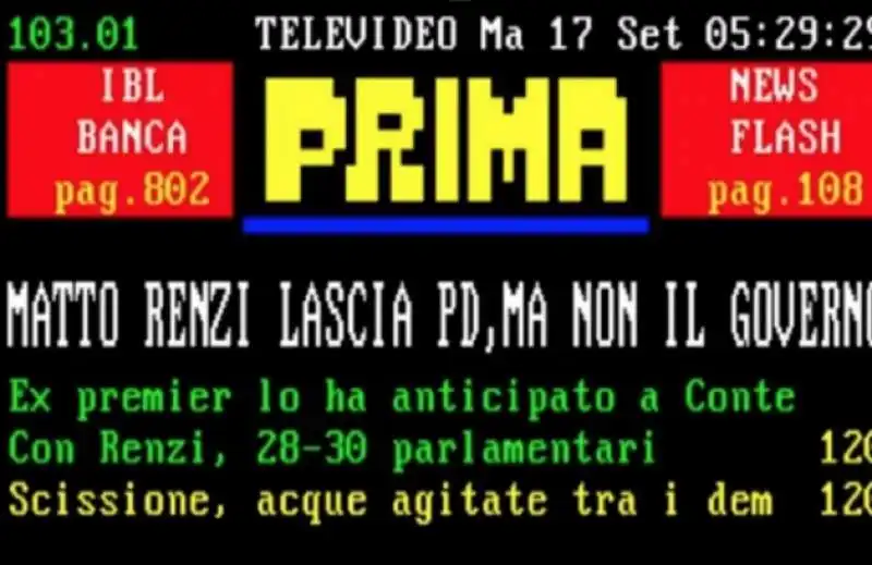 TELEVIDEO E LA SCRITTA MATTO RENZI