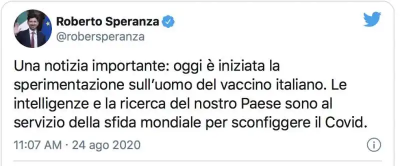 Roberto Speranza sullo Spallanzani