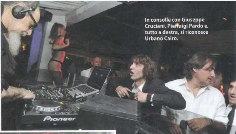 dago dj in consolle con cruciani, pardo e cairo