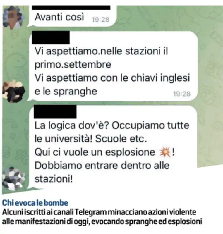 insulti e minacce sul canale telegram basta dittatura  3