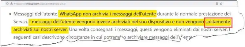 la normativa sulla privacy di whatsapp