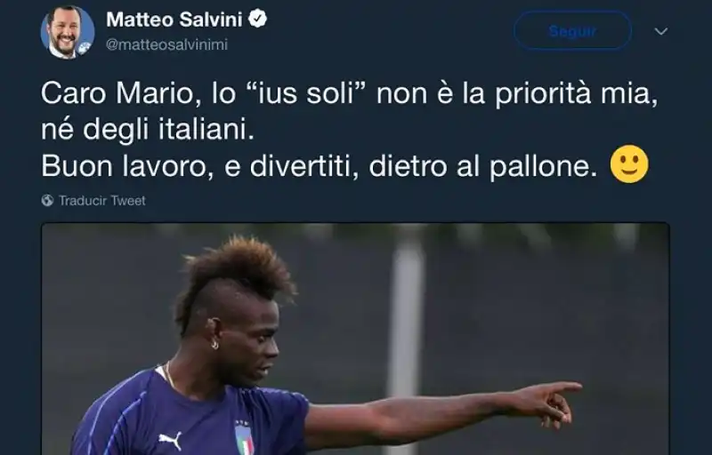 matteo salvini contro mario balotelli sullo ius soli