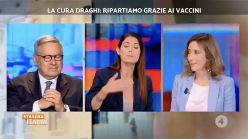 paolo liguori virginia raggi veronica de romanis    stasera italia 