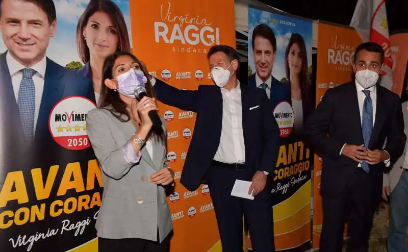 virginia raggi  giuseppe conte  luigi di maio  foto di bacco (1)