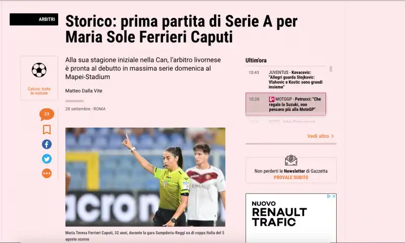 MARIA SOLE FERRIERI CAPUTI TITOLO GAZZETTA