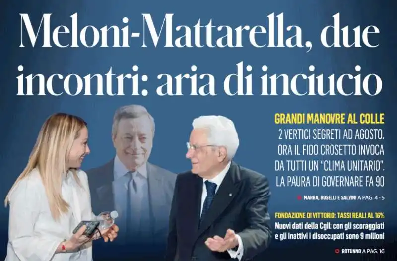 MELONI - DRAGHI - MATTARELLA - PRIMA PAGINA FATTO QUOTIDIANO 10 SETTEMBRE 2022