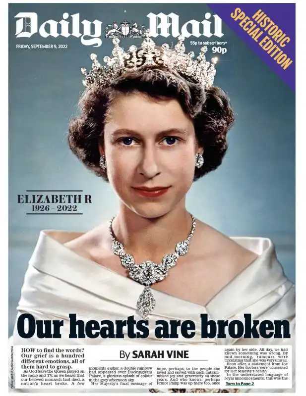 prima pagina daily mail   morte della regina elisabetta 