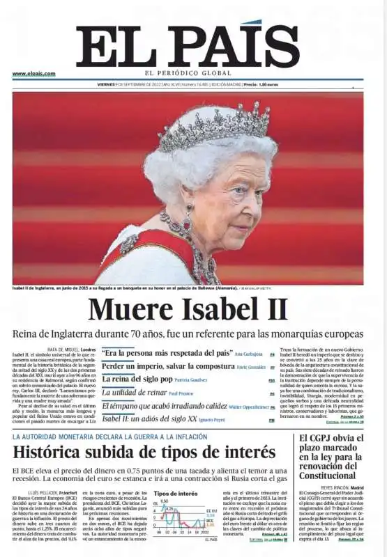 prima pagina el pais   morte regina elisabetta 