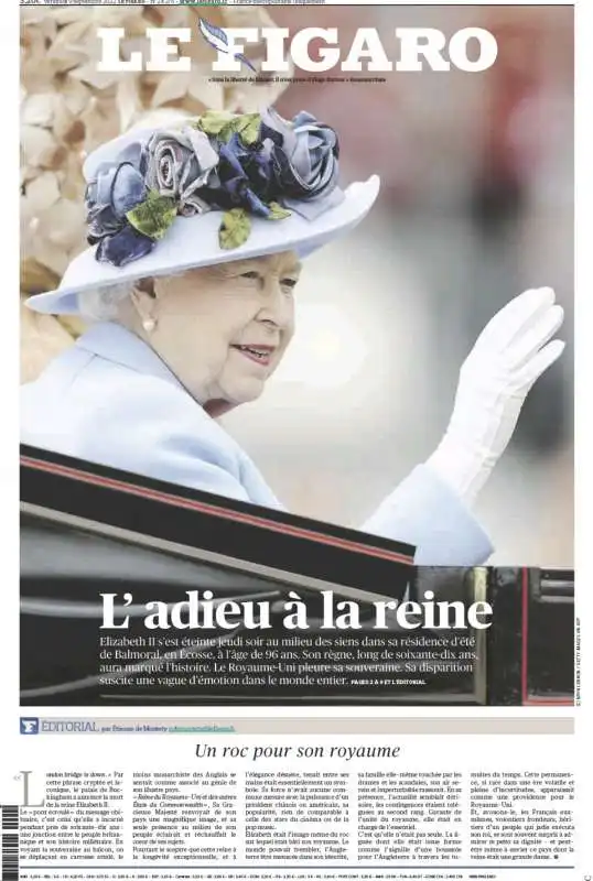 prima pagina le figaro   morte regina elisabetta 