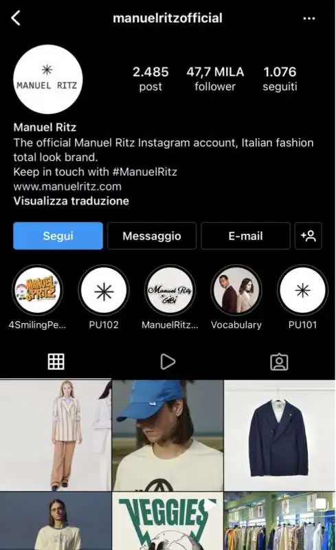 primo  profilo di manuel ritz su instagram seguito da antinelli    29 giugno 2022