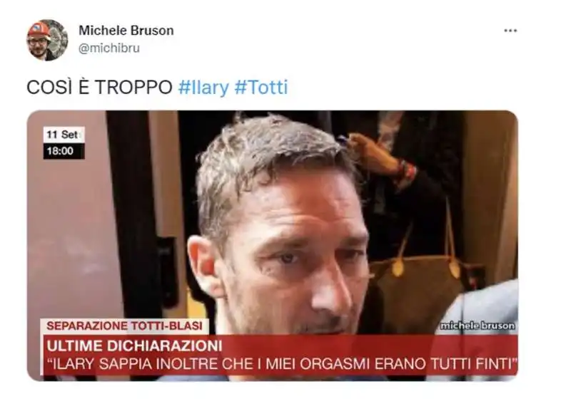 tweet totti ilary   1