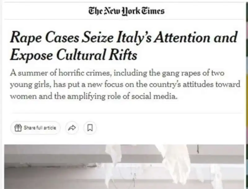 articolo del new york times su stupri e violenze sulla donne in italia 