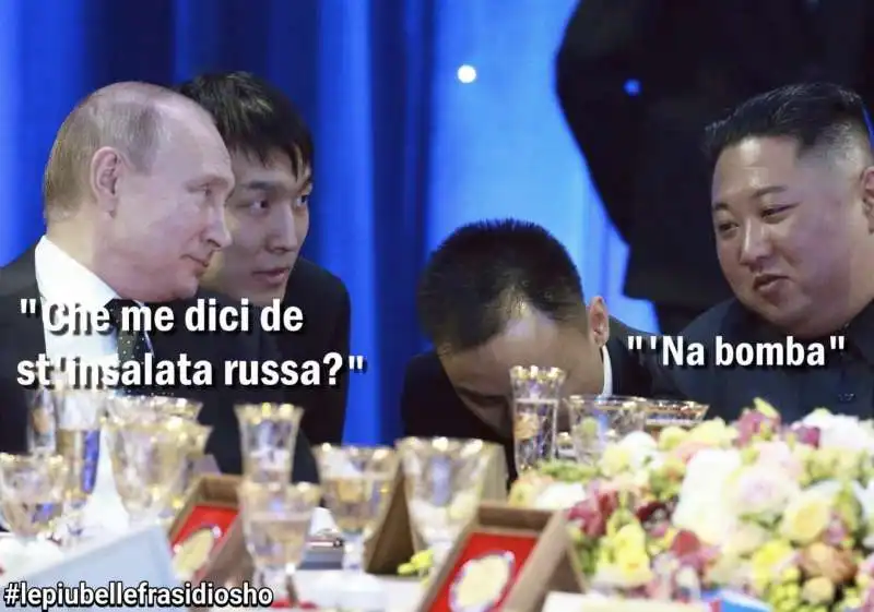 kim jong-un mangia con vladimir putin - meme by osho