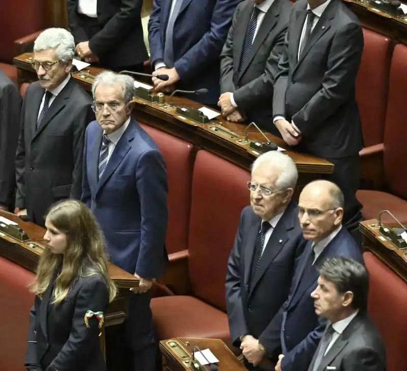 MASSIMO DALEMA ROMANO PRODI MARIO MONTI ENRICO LETTA GIUSEPPE CONTE - FUNERALI GIORGIO NAPOLITANO