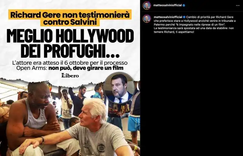 MATTEO SALVINI CONTRO RICHARD GERE 