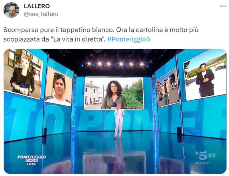 tweet su myrta merlino - pomeriggio 5 