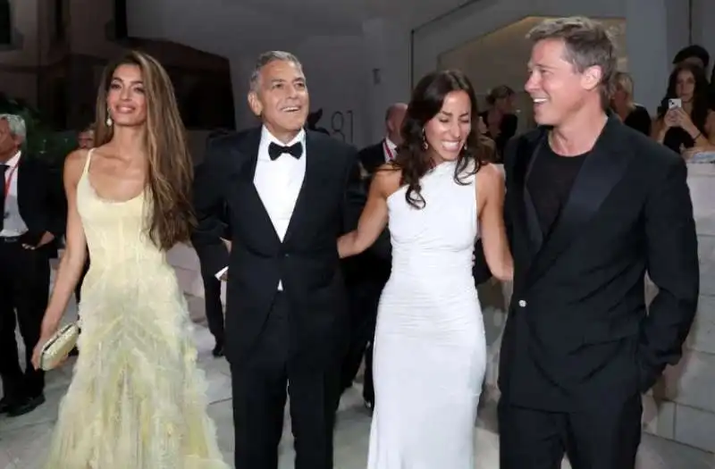 amal e george clooney, ines de ramon e brad pitt  sul red carpet della mostra del cinema di venezia  3