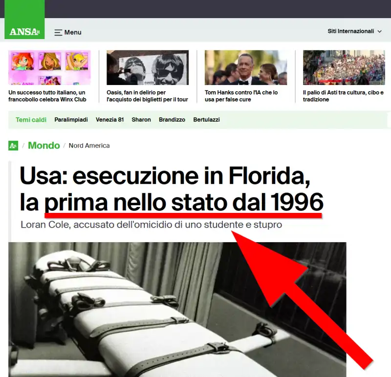 Ansa, prima esecuzione dal 1996