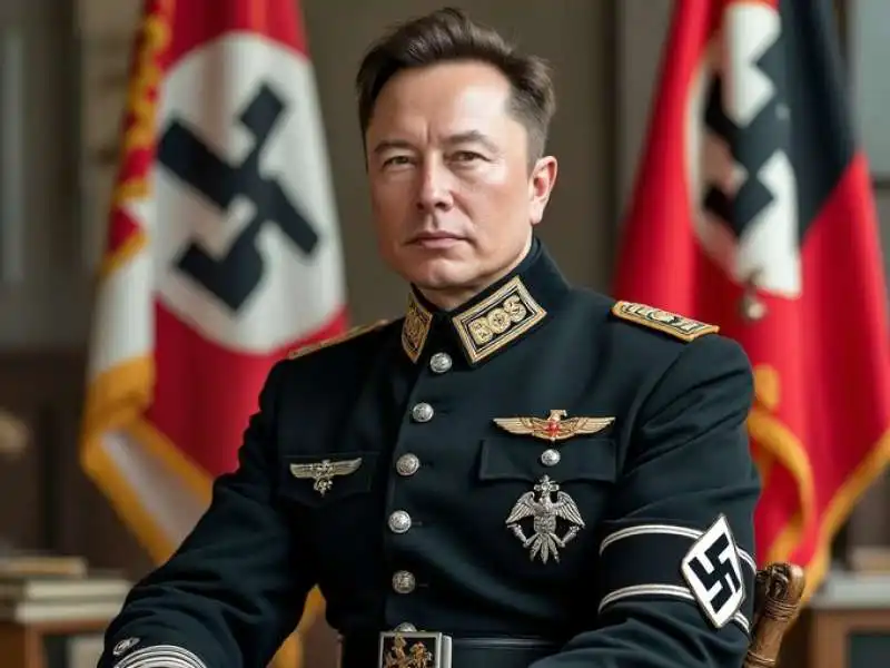 elon musk con la divisa nazista - foto creata con l'intelligenza artificiale 