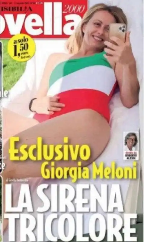 giorgia meloni con il costume tricolore