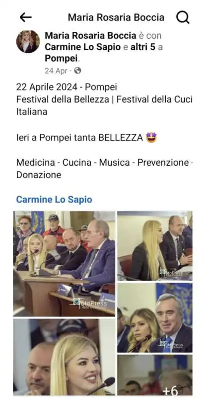 i post facebook  di maria rosaria boccia con il sindaco di pompei   carmine lo sapio